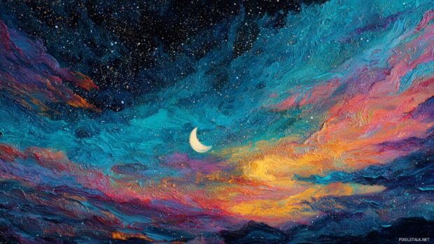 Artistic starry night wallpapers hd blending abstract art with celestial themes and vibrant colors.