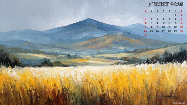 August 2025 Calendar Desktop Background of Nature (1).