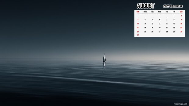 August 2025 Calendar Desktop Background of Ocean (2).