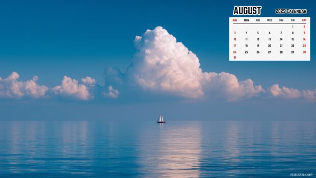 August 2025 Calendar Desktop Background of Ocean (3).