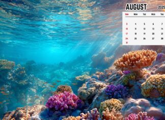 August 2025 Calendar Desktop Summer Wallpaper (1).