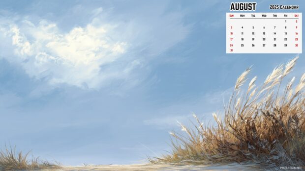 August 2025 Calendar Desktop Summer Wallpaper (2).