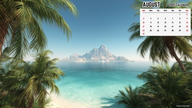 August 2025 Calendar Sea Desktop Background (3).