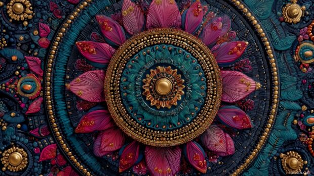Awesome laptop wallpapers with an intricate mandala pattern in vivid colors.