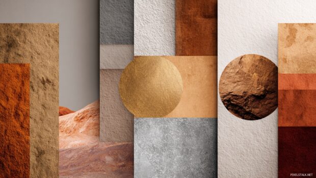 Blank wallpaper for desktop displaying a harmonious mix of earth tones for a grounded and warm feel  .