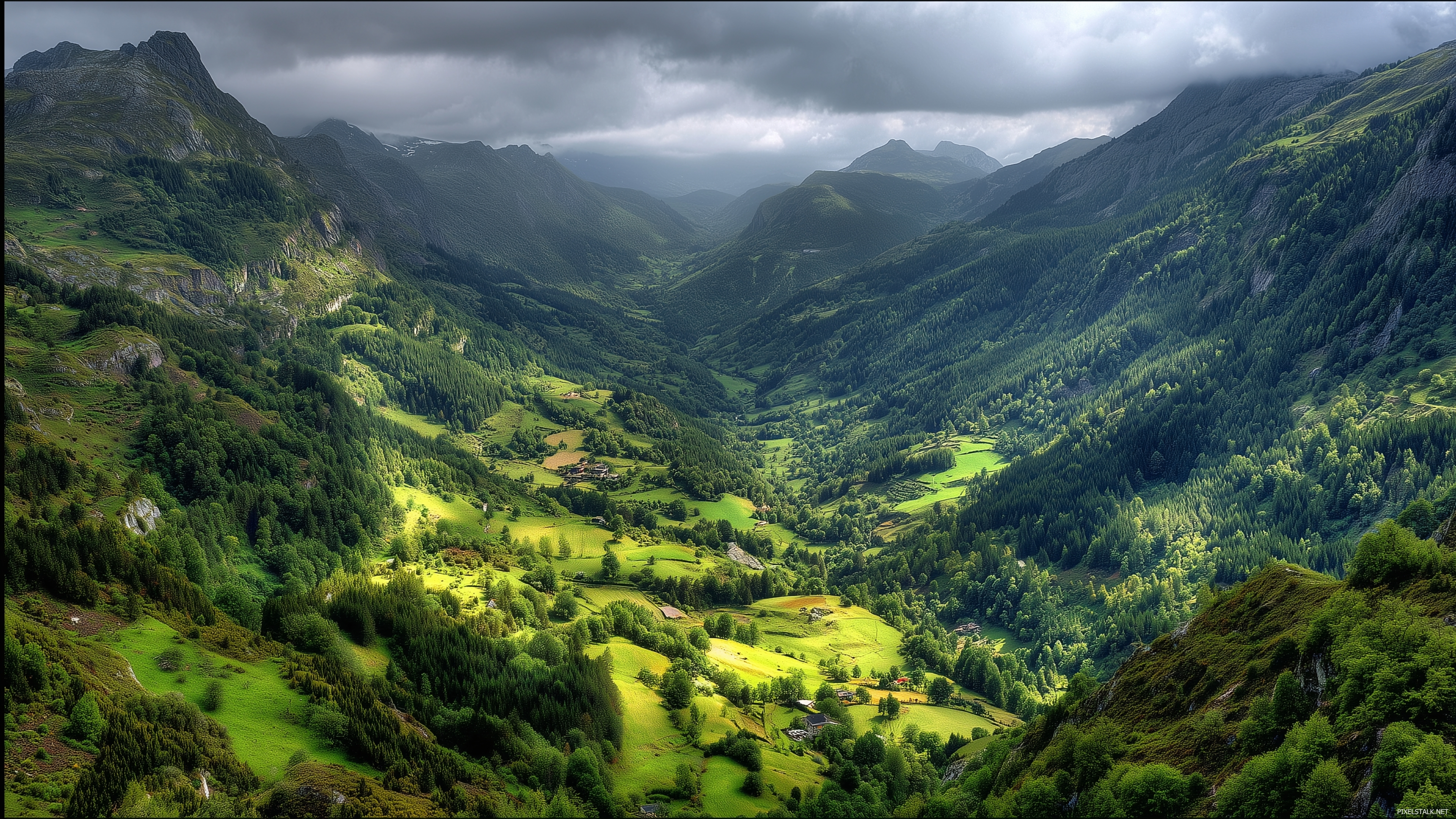 Breathtaking green scenery wallpapers hd highlighting mountains.