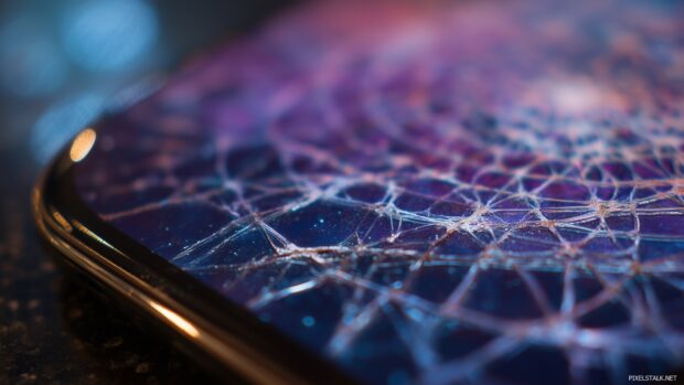 Captivating cracked screen wallpaper with a focus on abstract geometry and textures that stand out on any device.