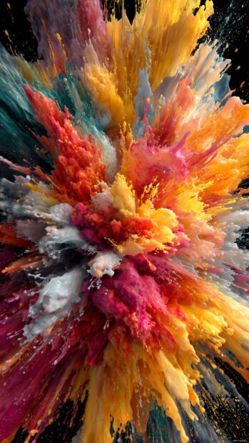 Cell phone graphics, A dynamic abstract explosion of colors reminiscent of a paint splash.