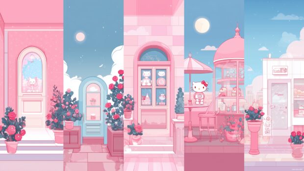 Charming Hello Kitty themed backgrounds designed to delight fans around the world.