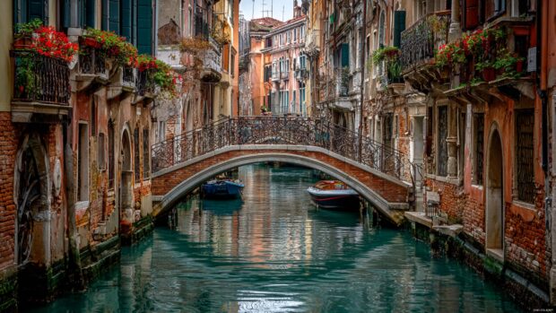 Classic Venice Italy Wallpapers emphasizing intricate bridges and narrow streets.