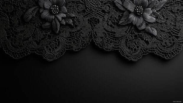 Classy black backgrounds, Pure black canvas featuring an intricate lace pattern, adding a touch of romance.