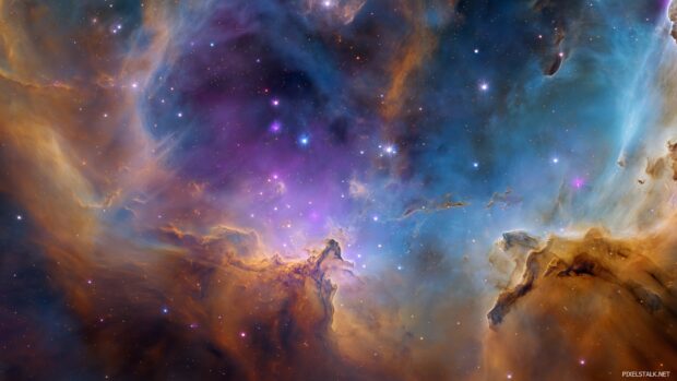 Colorful Hubble telescope wallpapers hd featuring vibrant nebulae and distant galaxies.