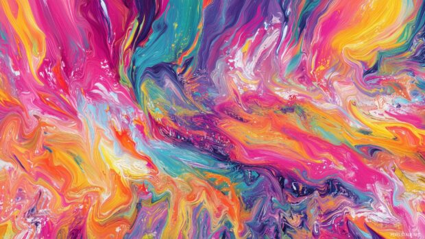 Colorful abstract wallpapers, Dynamic patterns with a kaleidoscope effect, blending vivid colors and fluid forms.