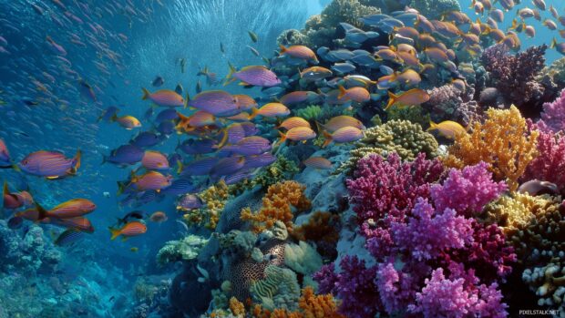 Colorful awesome wallpaper desktop hd showcasing a lively underwater scene.
