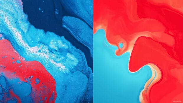 Colorful blue and red backgrounds, Cheerful and lively abstract design featuring bright blue and red in playful formations.