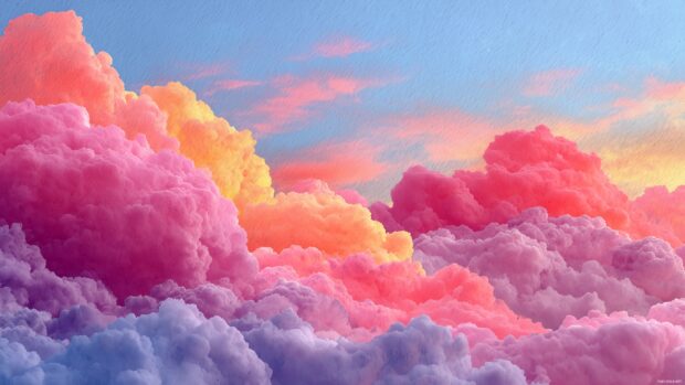 Colorful desktop sky backgrounds featuring surreal watercolor clouds blending together.