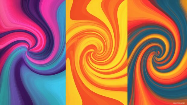 Colorful optical illusion backgrounds, Bright looping spirals that create a sense of endless motion.