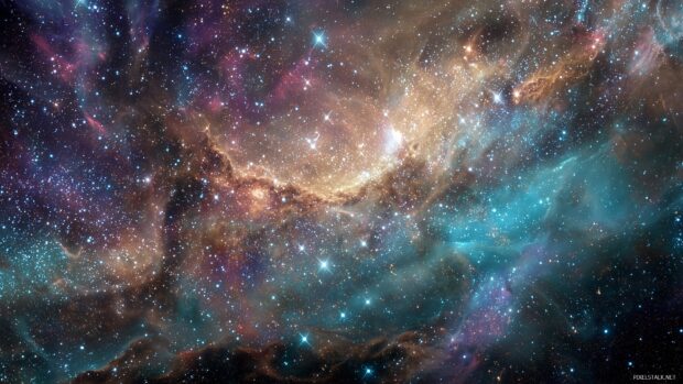 Computer backgrounds hd, A colorful galaxy filled with stars and cosmic phenomena.
