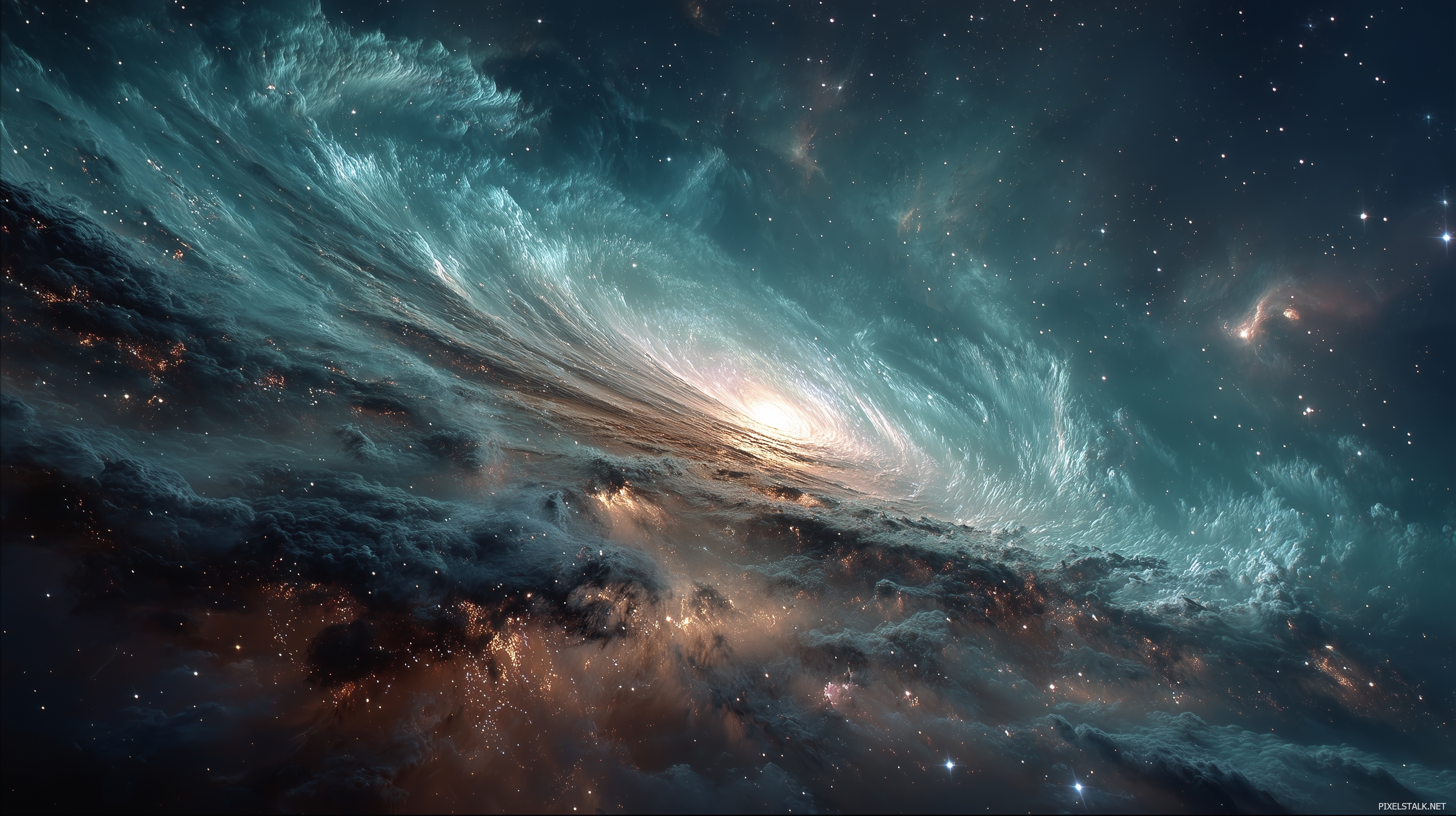 Cool laptop wallpapers featuring a dreamy galaxy with swirling s.