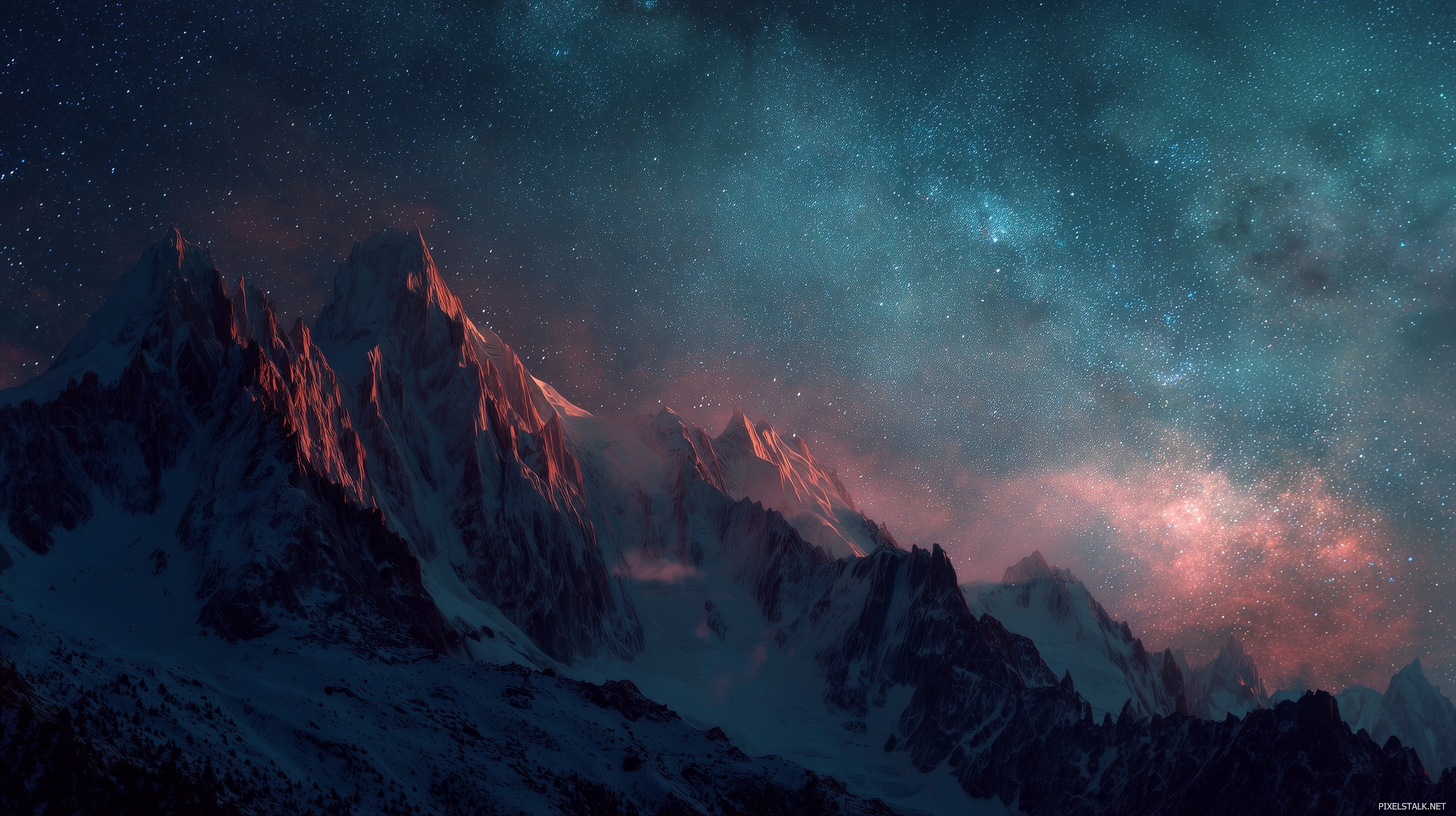 Cool laptop wallpapers portraying majestic mountains under a sta.
