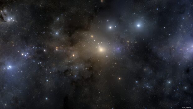 Cosmic backgrounds, An expansive cosmic panorama displaying distant celestial bodies, dark matter, and luminous star fields.