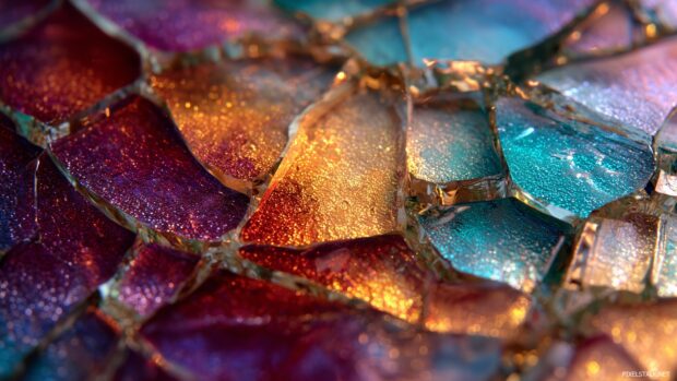 Cracked screen wallpaper in HD quality, showcasing intricate details of shattered glass and vibrant colors.