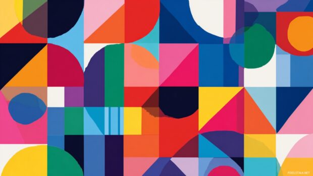 Custom blank wallpaper that incorporates geometric shapes and bright colors for a fresh, contemporary vibe  .