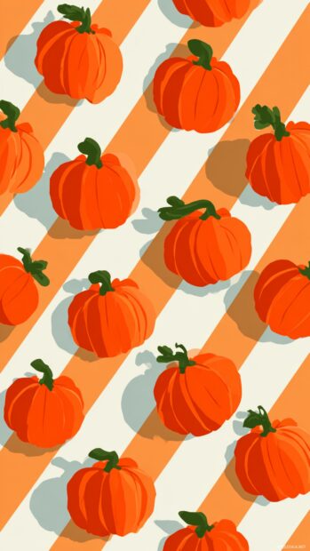 Cute little pumpkins arranged in diagonal stripes creating a playful tiled design.