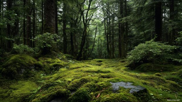Dark green wallpapers hd capturing the essence of a moss covered forest floor.