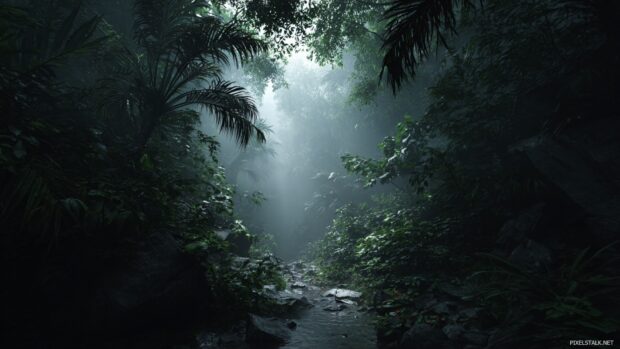 Dark jungle desktop backgrounds that create a mysterious and captivating atmosphere.