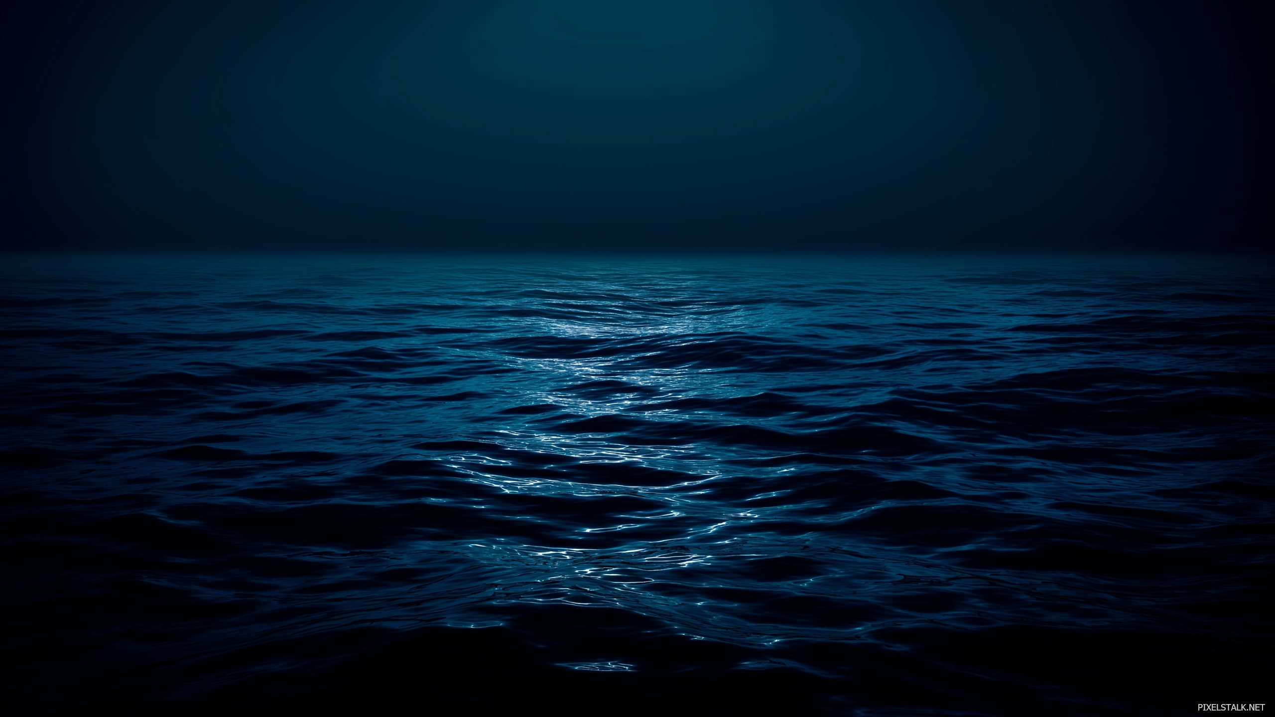 Dark blue and black backgrounds reflecting the depth of the ocea.