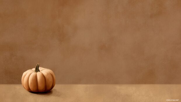 Desktop Backgrounds Pumpkin, A minimalistic design with a single, large pumpkin set against a textured earthy background, perfect for a modern desktop look.