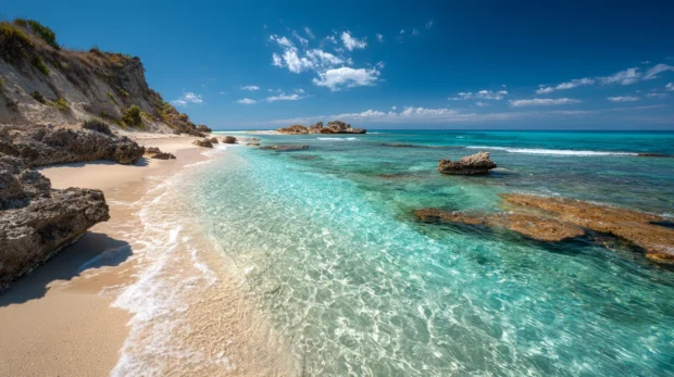 Download stunning cool nature background images of serene beaches with crystal clear waters, adding a refreshing touch to your workspace.