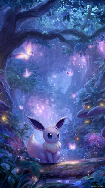 Eeveelutions Mobile Backgrounds, A whimsical artwork featuring Eeveelutions magical powers in an enchanting fairy tale setting.