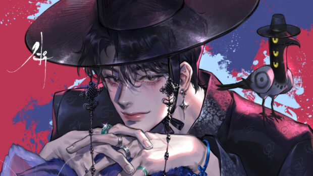 Elegant Jinu Fan Art with Bird Companion.