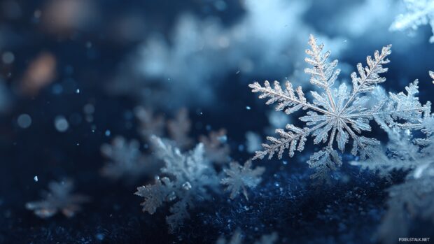 Elegant snowflake wallpaper hd that brings a calm and peaceful ambiance to your workspace.