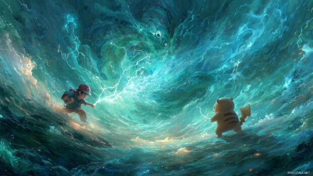 Epic Pokémon battle scenes crafted into stunning HD wallpapers.