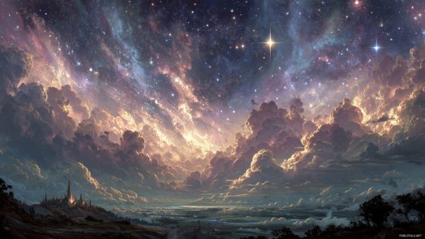 Epic backgrounds depicting a celestial battle among the stars.