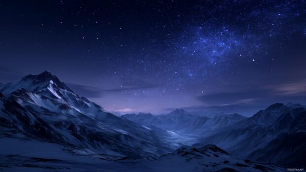 Epic backgrounds with vast mountain ranges under a starlit sky.