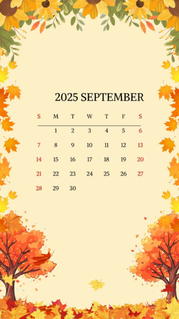 Fall Vibes September 2025 Calendar Phone Background (2).