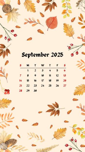 Fall Vibes September 2025 Calendar Phone Background (3).