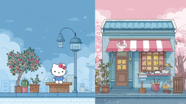 Free Hello Kitty backgrounds showcasing iconic scenes and charming visuals.
