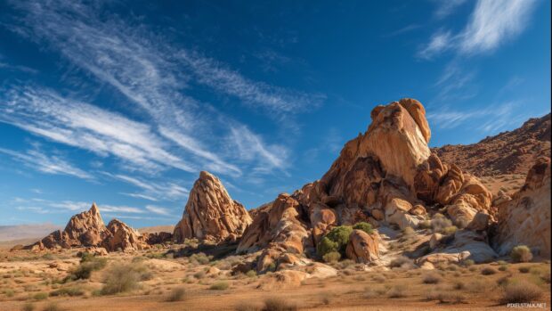 Free high resolution wallpaper hd capturing the beauty of a desert landscape with stunning rock formations and clear blue skies.