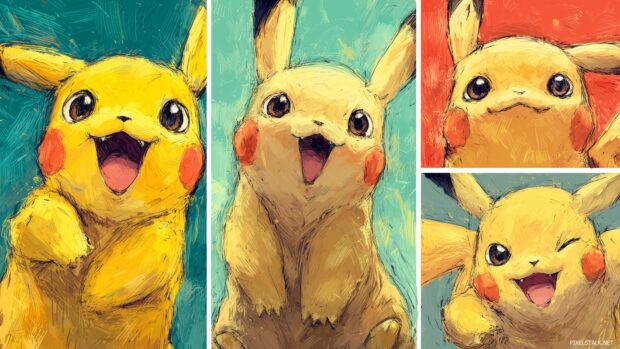Funny Pikachu wallpapers with Pikachu making goofy faces in a playful setting.