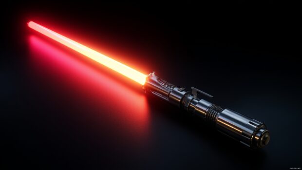 HD Star Wars Wallpapers, A detailed close up of a Jedi lightsaber, glowing intensely against a dark background.