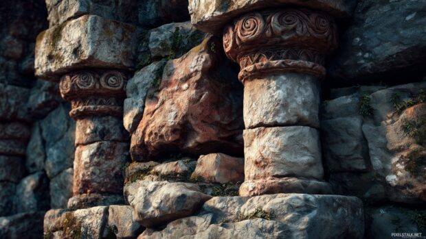 HD stone wallpaper download, A captivating view of ancient stone structures, rich in history and texture, perfect for a timeless digital canvas.