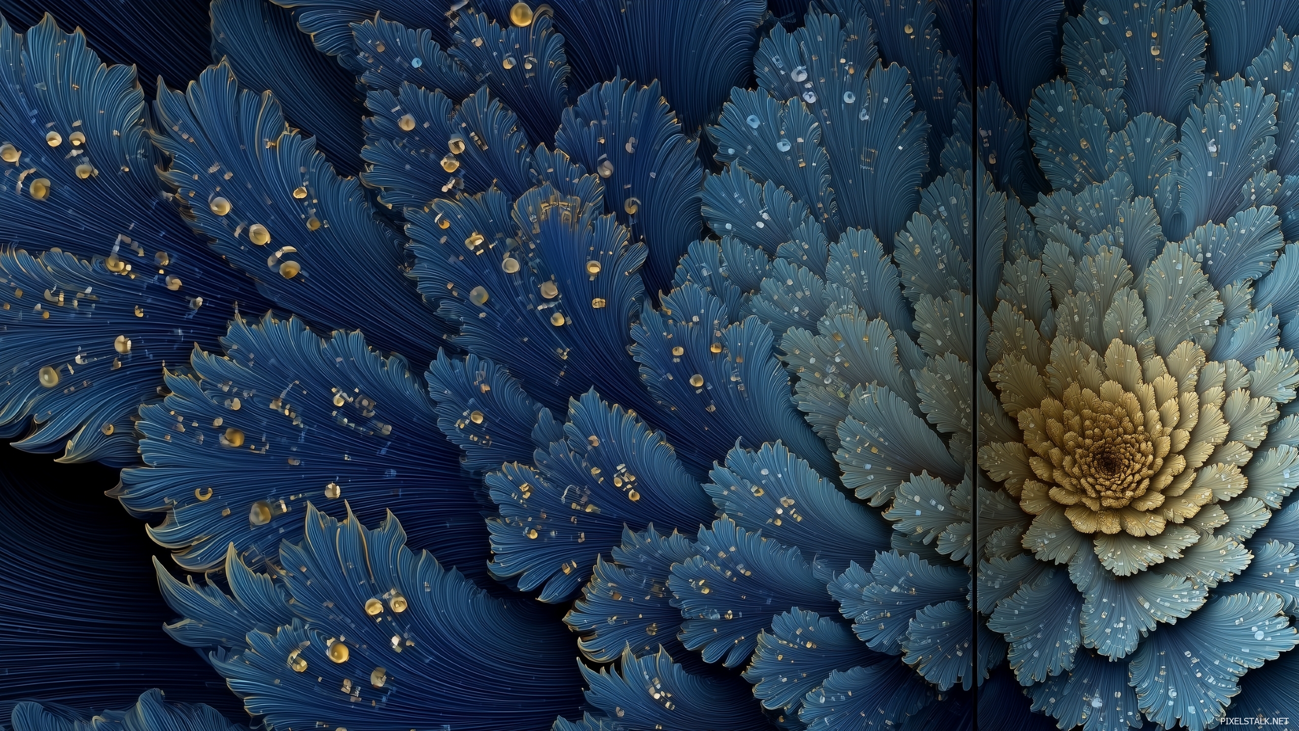 HD black and blue backgrounds with intricate fractal designs.