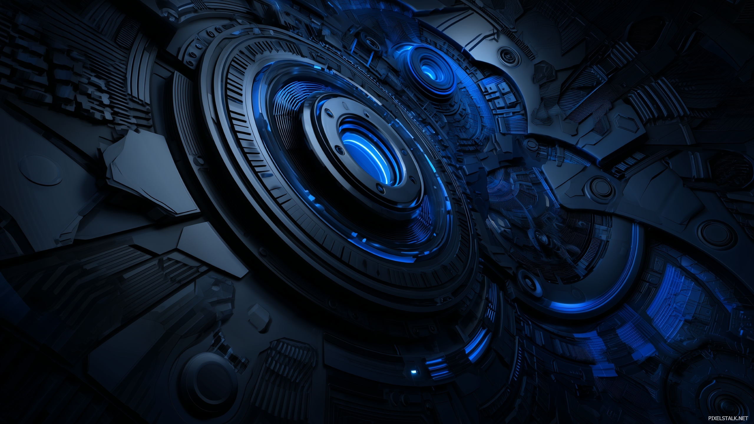 HD black and blue wallpapers with a technologic feel and depth p.