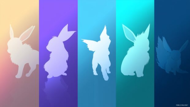 Hd Eeveelution backgrounds, A sleek and modern design featuring minimalist silhouettes of Eeveelutions on a gradient backdrop,.
