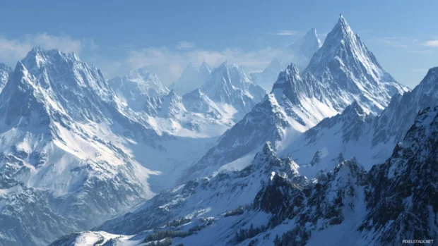 High resolution backgrounds combining breathtaking mountain views and clear skies, perfect for any PC setup.